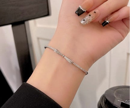 Diamond Ribbon Bracelet - Adjustable Length
