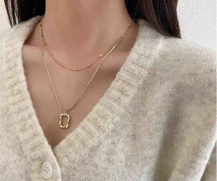 Square Double Chain Necklace