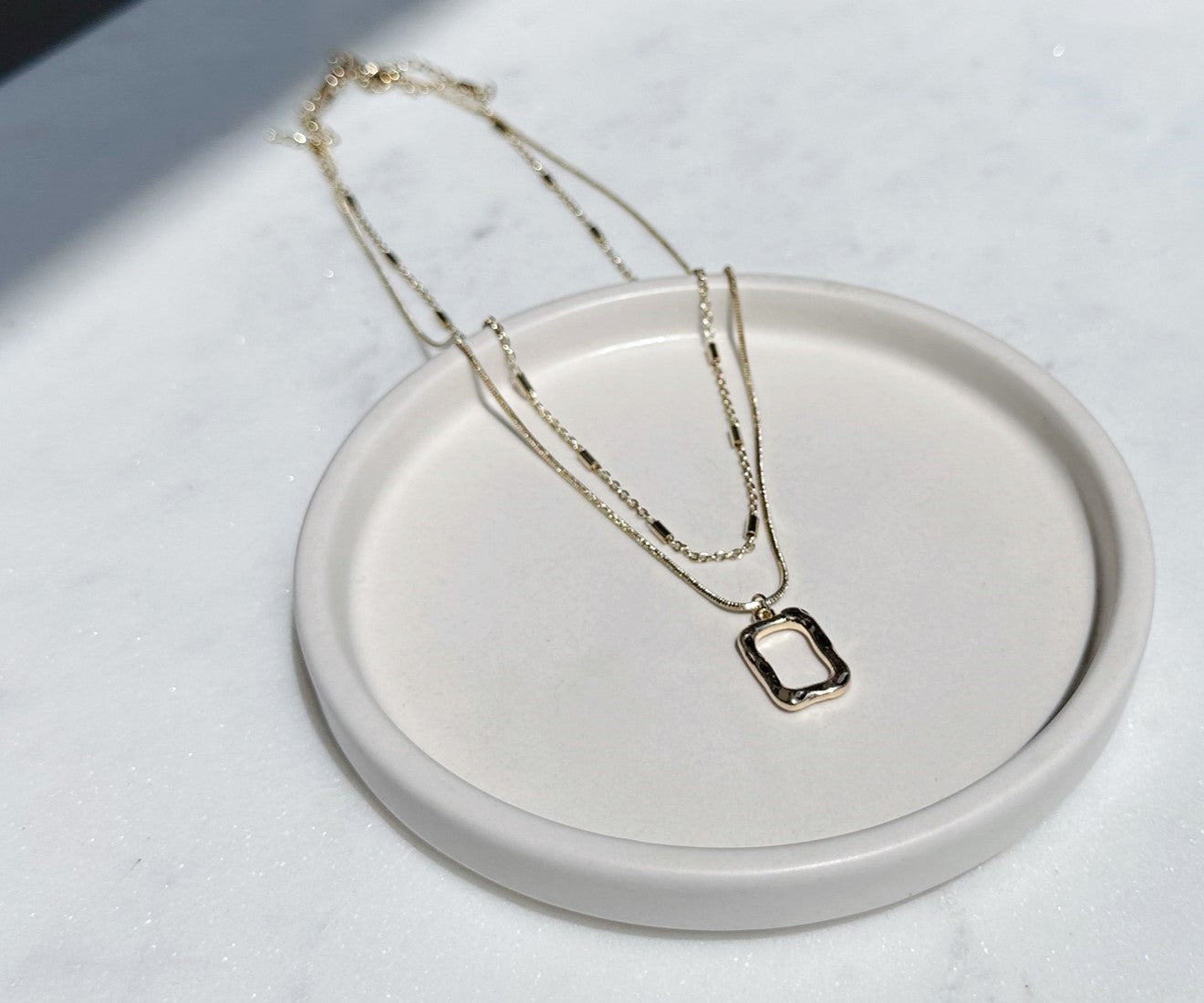 Square Double Chain Necklace