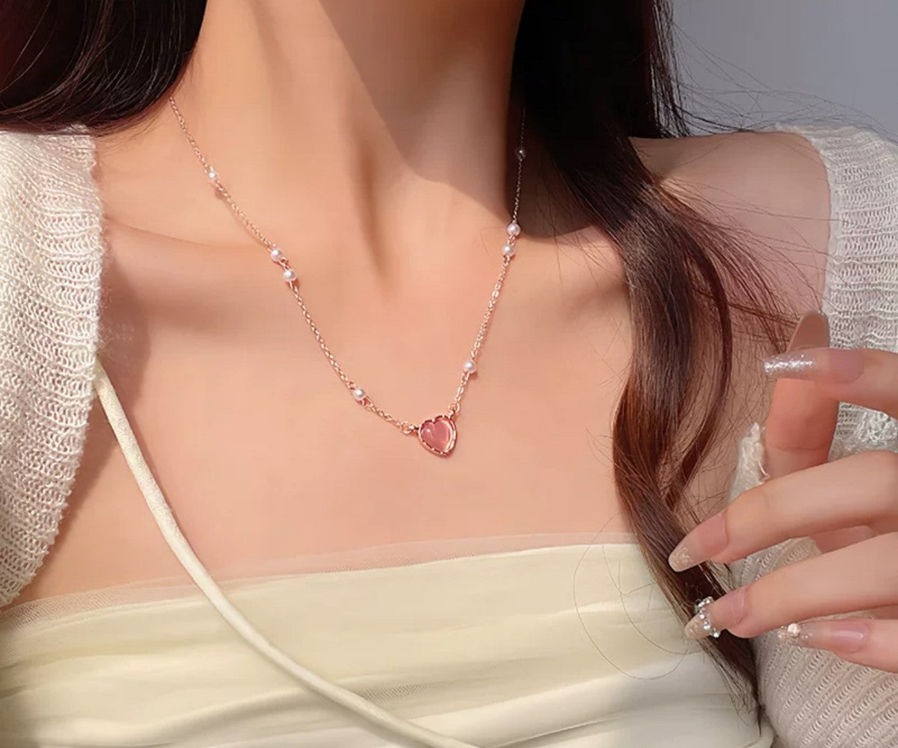 Pink Gold Heart Necklace